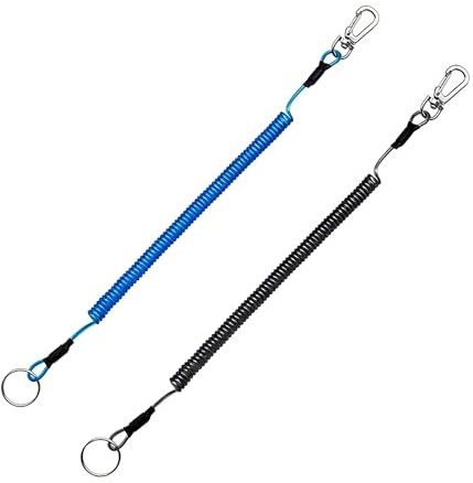 UZYXC 2 Piezas de Cordón Espiral para Llaveros & Cinta Antipérdida – Con Mosquetón 360°, Extensible hasta 1.5M para Llaves, Herramientas, Cámara, Dron, Pesca, Exterior