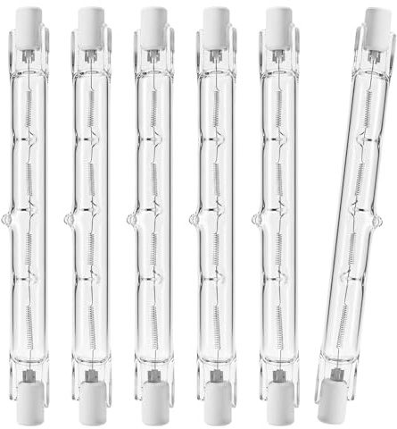 Stalora 6 Pièces Ampoule Halogène R7S 118mm 300W 230V, J118 T3, Projecteur Extérieur, Eclairage Salon, Éclairage de Chantier, Lampadaire - Blanc Chaud 2800K Gradable