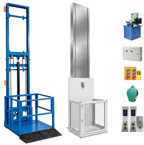Eléctrico 1000kg, Plataforma Elevadora Hidráulica Personalizable con 3 Mandos a Distancia, Elevador de Carga de Acero en C para Hogar, Almacén y Fábrica, Montacargas Industrial de Riel