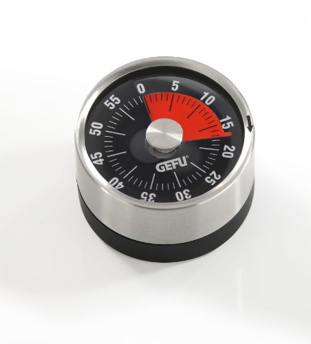 GEFU Timer OPTICO - Mechanische Küchenuhr mit Magnet & roter Markierung | Kurzzeitmesser Ø 61 mm für Küche & Alltag, magnetisch, ohne Batterie, Eieruhr mit 0 bis 60 Min. Zeitmessung