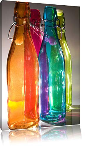 bouteilles en verre coloré Toile, XXL photos complètement encadrée avec de grandes images de coin, art impression sur la photo murale avec cadre, moins cher que la peinture ou une peinture à l'huile, pas une affiche ou bannière