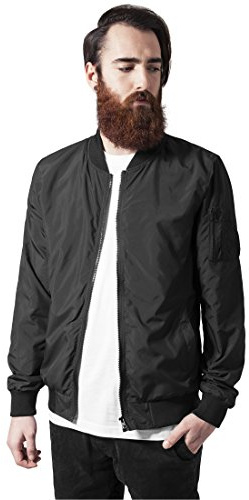 URBAN CLASSICS Giacca Bomber Uomo, Ottimo per le Mezze Stagiorni, Stile Old School, Giubbotto Corto, Vestibilità Ottimale, Colore: nero, Taglia: L