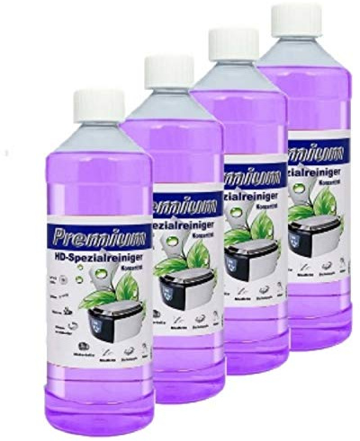 4 x 1 Liter Premium Ultraschallreiniger Konzentrat für die optimale und Rückstandfreien Reinigung von Brillen, Schmuck, Elektronikkomponenten, Mechanik, Münzen und u.v.m