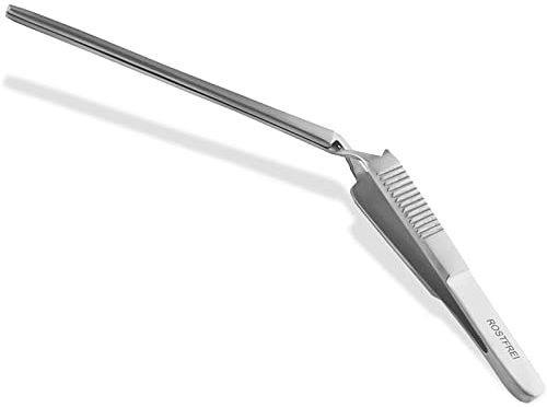 Fremdkörperpinzette Ohrpinzette Kreuzpinzette gebogene Ausführung aus rostfreiem Spezialstahl 13,5 cm Silber
