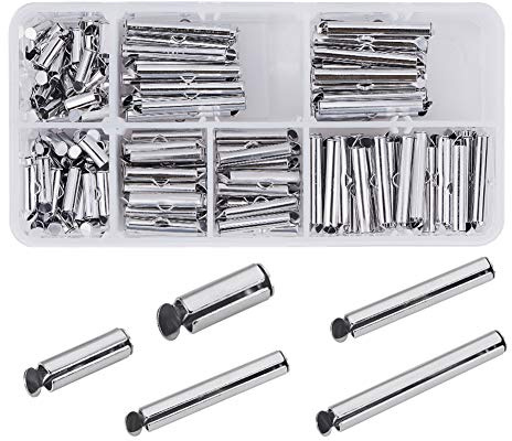 PandaHall Elite 200 Stück 5 Größen Eisen Slide On End Clasp Röhren für Schmuckherstellung Handarbeit arbeitet Halskette Armband
