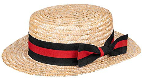 Boland Maurice 90993 Straw Hat with Banderole, Headgear, French, Painter, Beach, Holiday, Costume, Carnival, Theme Party