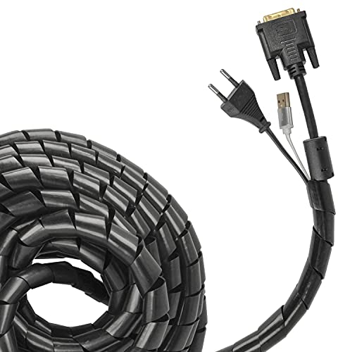 Minadax Kabelmanagement Flexibel - Ø 20-45 mm 10 Meter - Kabelschlauch Spiralschlauch Kabelschutz Zuschneidbar | Zum Bündeln von Kabeln | Hochwertiges Polyethylen