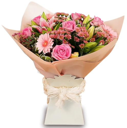Pink Lady Hand Tied Bouquet - Beautiful Fresh Flowers with Next Day Prime Delivery - Perfect for Birthdays, Anniversaries, and Thank You Gifts