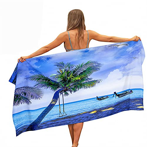 Sticker Superb. Größe Strandtuch Mikrofaser XL XXL Super Saugfähig Schnelltrocknend 3D Strand Palme Männer Junge Sporthandtuch Schwimmen, Surfen, Yoga, Strandliegetuch (Farbe 6,150 x 200 cm)