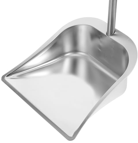 HANABASS Stainless Steel Garbage Bucket Dustpan with Long Handle Ergonomic Design Large Capacity for Home Cleaning and Waste Disposal