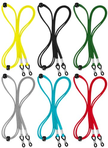 BILIONE 6 Stück Brillenband, 70cm Brillenkette aus Leder, Einstellbarer Brille Cord, Unisex Brillengürtel für Damen Herren, Kompatibel mit Brille Sonnenbrille Lesebrille, Mehrfarbig