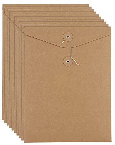 Dokumentenmappe Kraftpapier 10 Stück Briefumschläge Verdickt Langlebig Aktenordner mit Externe Taste Wickeldichtung Arbeitsmappe Sicher Tragbar Umschläge Organisation für Schule Büro Zuhause