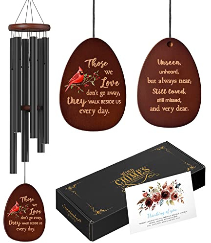 Cardinal Standing on Mistletoe Memorial Wind Chimes for Outside,Sympathy Wind Chimes for Loss of Loved One Mother Father,Cardinal Gifts & Sympathy Gift for Bereavement,Condolence,Funeral