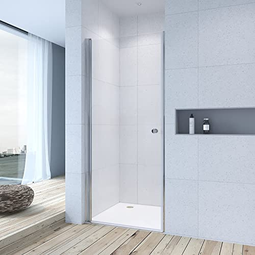 Duschkabine Duschtür Nischendrehtür 80 x 195 cm Verstellbereich 79-81,5 cm Nano Beschichtung Nischentür Schwingtür ESG Glas klar 6 mm Glastür Dusche Pendeltür Duschtrennwand für Duschwanne
