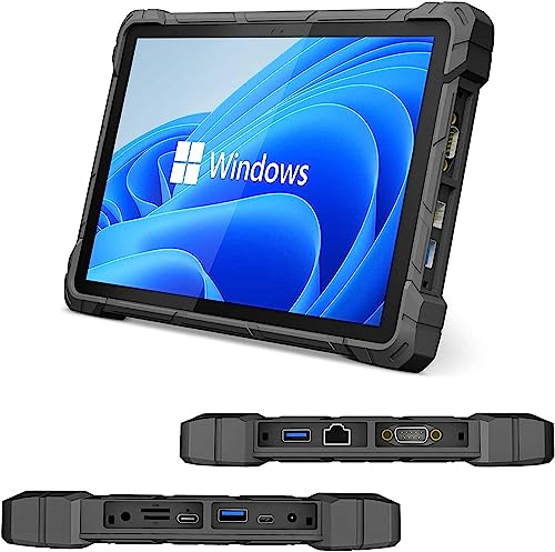 Tablette Résistante Industrielle-Tablette PC Robuste extérieur 10,1 Pouces Win 11 Pro, 8GO Ram128GO Rom J4105 Tablet étanche 1280*800, Batterie 8000mAh, GPS, SIM 4G LTE, HDMI, USB3.0, RS232, 5G WiFi