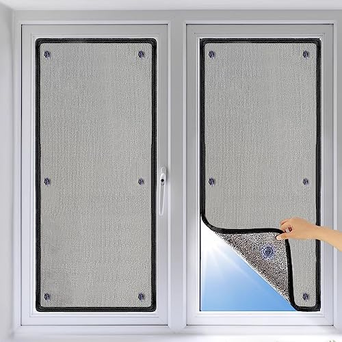 Nicht Klebende Fenster Sichtschutzfolie Wärmedämmfolie,UV-Schutz Sonnenschutzfolie Fenster Innen oder Außen,Anti-UV-Hitzereflektierende Fensterfolie,Aluminiumfolie Isolierfolie (35x150cm/13.8''x59'')