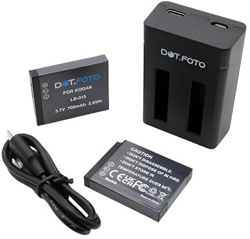 Dot.Foto LB-015 Premium 700mAh Batterie (x2) et Double Chargeur USB pour Kodak PixPro WPZ2