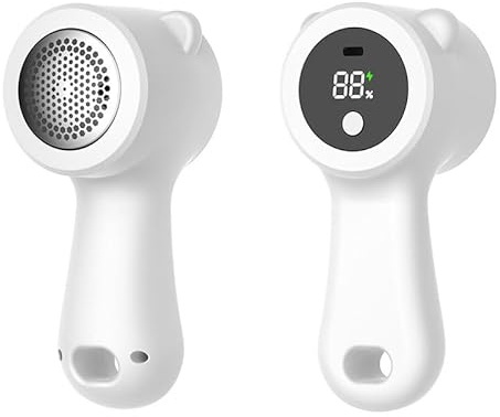 Fabric Shaver, FUOBECIE Electric Lint Remover, USB Rechargeable Wool Defuzzer with Intelligent Digital Display Lints, Lints Shaver Fuzzs Pills Bobbles Trimmer for Clothes and Furniture White