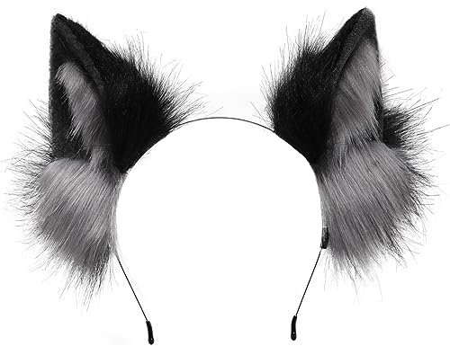 Kidukso Katzenohren Kopfbedeckung Tierohren Kopfschmuck Metall Punk Stirnband Coole Katzenohren Haarschmuck Halloween Cosplay Kostüm Kopfbedeckung Anime Con Requisiten für Erwachsene Frauen Männer