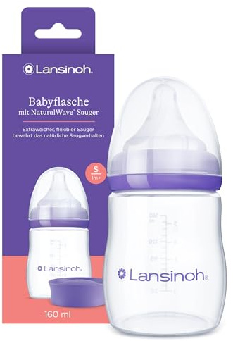 Lansinoh Babyflasche 160 ml & NaturalWave Sauger Gr.S, 1 pz Bottiglie