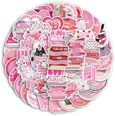 60Pcs Bookish Stickers for Car,Helmet,Water Bottle,Bike,Luggage,Computer,Scrapbook,Laptop,Cute Read Vinyl Sticker,Boys Children Adults Gift,Cartoon Reading Aesthetic Waterproof Graffiti Decal