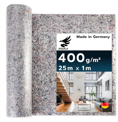 AQUILA Profi Malervlies 25m x 1m, Extra Dick, 400 g/m², Kein Durchsickern, hochwertiges Abdeckvlies zum Streichen, Schutz für Böden & Möbel, rutsch- & reißfest, Made in Germany