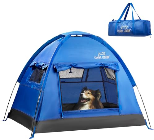Canine Canyon Luna Portable Dog Tent, Indoor/Outdoor Dog House for Camping, Waterproof Cat and Dog Tents with Zippered Door and Mesh Windows for Airflow and Ventilation for Beach, Backyard