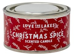 Love the Lakes Christmas Spice Fragranced Candle Tin - Lovely Festive Citrus and Cloves Bursting with Cinnamon and Spices, The Scent of Christmas - 2 Sizes (Small)