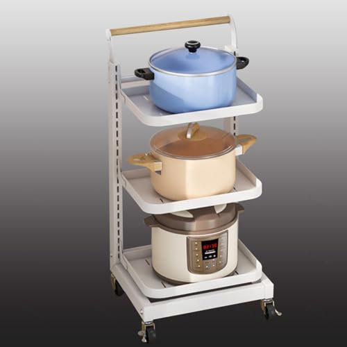 LJPZYOY 3 Tier Expandable Microwave Oven Rack Stand Shelf Cupboard Storage Organizer Large Kitchen Storage Rack White Adjustable 9 Board Design