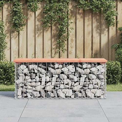 UJCHVHN Artikelgartenbank Gabion Design 103x31,5x42 cm Massivholz Douglas Outdoor Sitzbank Outdoor Bänke