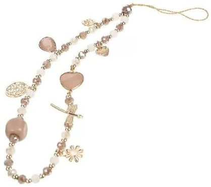 Visxcnu 1 Stück Handy Lanyard, Kristallperle Anti-Lost Handyhülle Anhänger, Kette, Dekoration, Handschlaufe, Schlüsselanhänger, Schlüsselband, Tasche, Anhänger - Beige