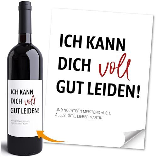 Moonworks® Weinetikett Geburtstag personalisiert mit Spruch und 2-zeiligem Wunschtext Flaschenetiketten selbstklebend Weiss unisize