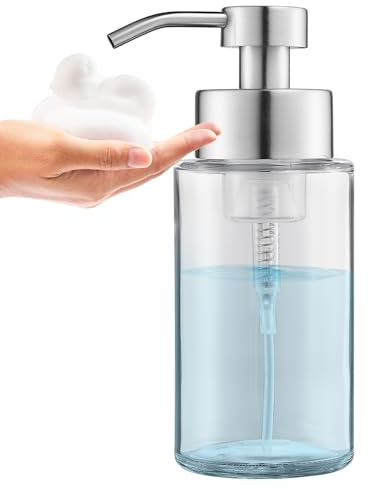 DOILIESE Glass Foaming Hand Soap Dispenser 10 oz with Rust Proof Pump