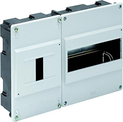 Tapa para caja de ICP y distribución 679B, dimensiones de 277x188x55 mm. Distribuye hasta 8 elementos. Color blanco. Diseño para empotrar.