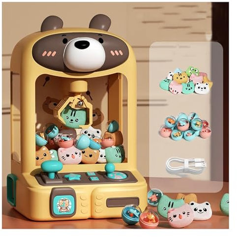HBDSMLPL Candy Grabber avec Lumières Et Musique,30 Peluches Et 10 Gashapons ， Distributeur De Poupées Arcade pour Les Cadeaux De Fête d'anniversaire,Bear