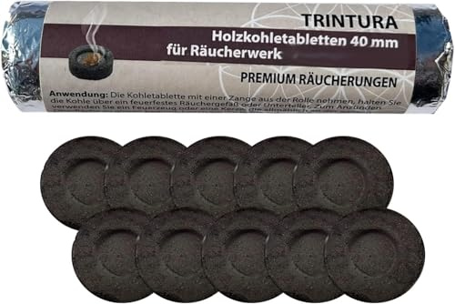 Räucherkohle zum Räuchern Schnellzünd-Kohle Kohletabletten für Weihrauch Räucherpfanne und Weihrauchbrenner geeignet (Ø 33 mm)
