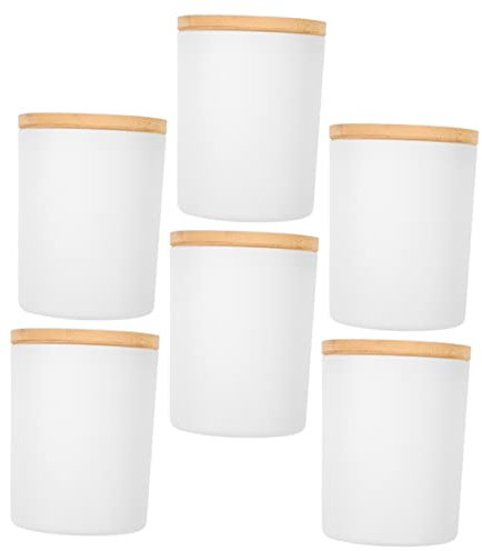Angoily 6sätze Kerzengläser Leer Mit Deckel Aus Glas Für Aromakerzenherstellung Diy Glasdosen Mit Bambusdeckel Zum Aufbewahren Von Kerzen Oder Kleinen Gegenständen
