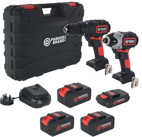 18V Cordless Drill & Impact Driver Twin Set – 3.0Ah & 1.3Ah Batteries + Extra 2 x 3.0Ah Batteries