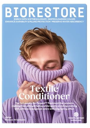 BIORESTORE Textile Conditioner | 6-in-1 Laundry Re-Tergent™ | Softens, Revives Colour, Enhances Drape, Reduces Wrinkles, Restores Absorbency | 3 x 40ml Sachets (120ml Total)