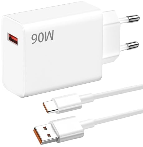 Menibeuty 90W Cargador Xiaomi Carga Rapida con Cable USB C 1.5m, Cargador Xiaomi 90W Carga Rapida para Xiao-mi 15 14 13 Ultra Poco F6 X7 F7 Pro Redmi Note 13 14 Pro 5g 14t 13t Note 14 13 12 S POCO Pad