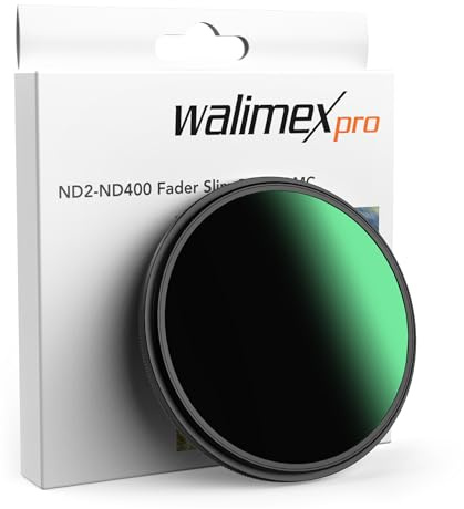 Walimex pro ND2-ND400 62 mm Fader Slim Filtre Gris Variable avec 9 Niveaux d'ouverture, Filtre ND avec revêtement 18 Couches
