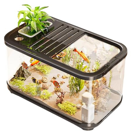 Aquarium-Starter-Set – Mini-Aquarium aus transparentem Acryl, Lebensraum für Wasserzirkulation, stabile Grundstruktur, Moderne Wasserdarstellung | für die Einrichtung von, Schildkröten, Fisch