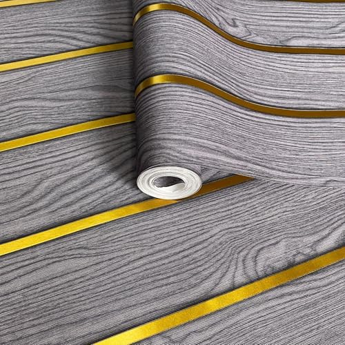 ANBILILA Carta da parati autocollante, motivo a listelli di legno imitazione griglia e venatura di legno vintage, pellicola decorativa rimovibile e autocollante,45x1000 CM