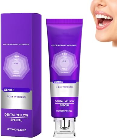 Whitening Toothpaste 100g - FäRgkorrigerande Lila TandkräM FöR Gula TäNder, Lila TandkräMsgel Med FläCkborttagning, Ljusare TandkräM, Frisk AndedräKt FöR Daglig MunvåRd (1 PCS)