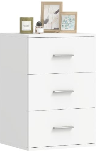 HOMCOM Nachttisch Beistelltisch mit 3 Schubladen 40 x 35 x 60 cm Weiß | Nachtschrank, Sofatisch, Nachtkommode, Schubladenschrank, für Schlafzimmer, Wohnzimmer