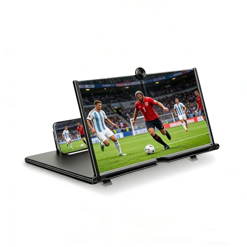 Konstreet for Mobile Phone Screen Magnifier, Screen Amplifier 3D HD Screen Projector with Foldable Stand, for Watching Movies, Games and Read, Compatible with All Phones (Black, 18 Inches)