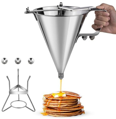 Distributore di pasta per torte – 1800 ml, dispenser per per pancake, imbuto in acciaio, strumento di precisione per pancake, cupcake, ricette al cioccolato in cucina di casa