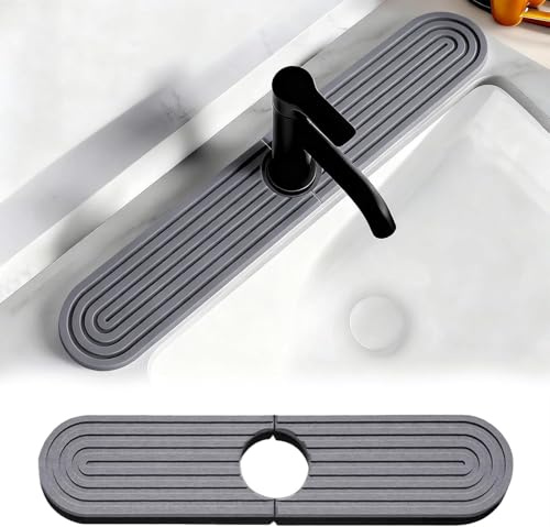 Générique Tapis Robinet Évier Cuisine Anti-Éclaboussures – Tapis de Séchage en Pierre de Diatomée Absorbante, Séchage Rapide, Tapis Robinet Pierre pour Cuisine & Salle de Bain (Gris foncé 40 x 10 cm)
