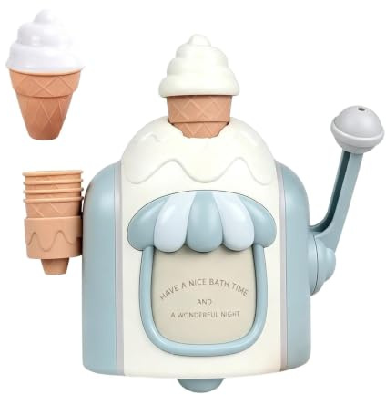 Jouet de bain crème glacée mignon et à manivelle - Jouet éducatif - Montage mural | Jouet d'eau pour salle de bain et douche pour enfants et filles à partir de 3 ans - Pour les vacances d'été