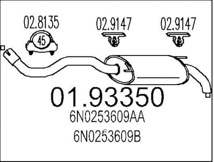 MTS Silencieux arrière Pot d'Échappement 01.93350